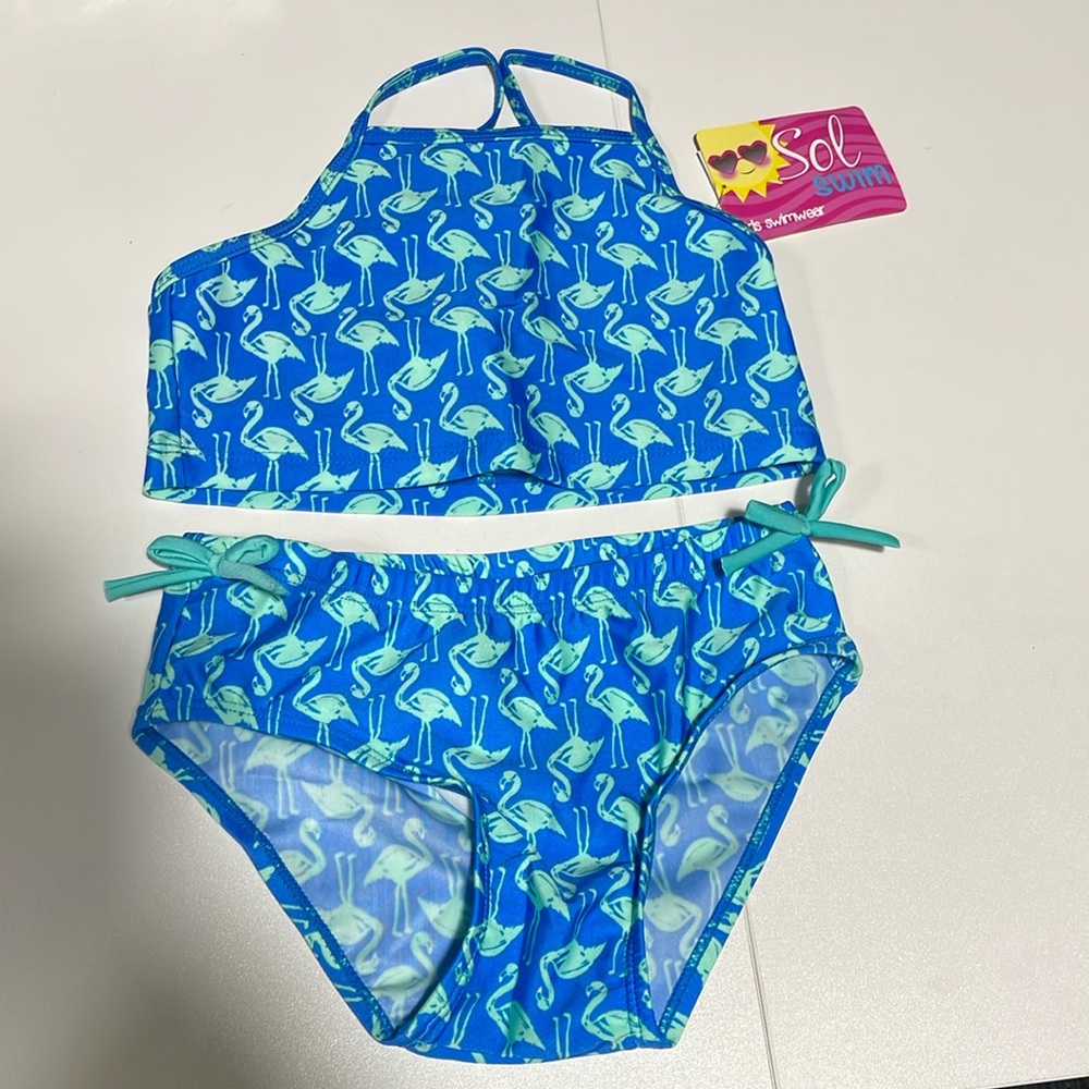 Sol swim girls swimwear 2 pc blue size 5